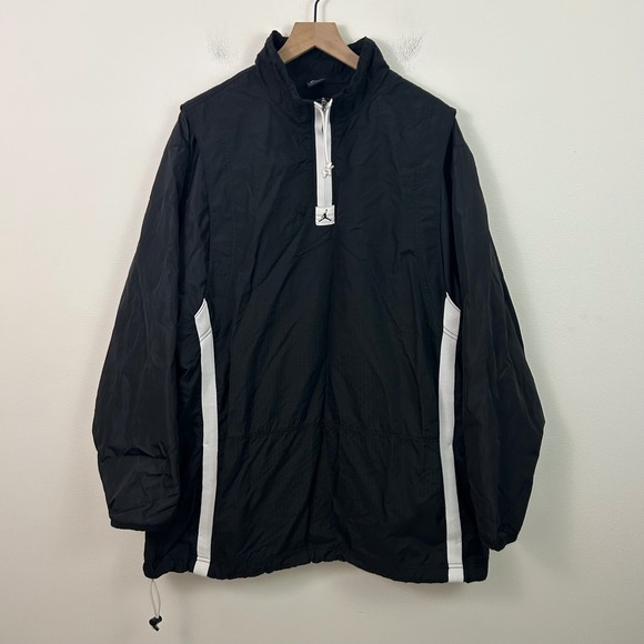 Vintage Jordan Flight Windbreaker Pullover Jacket Black Red Jumpman Logo XL